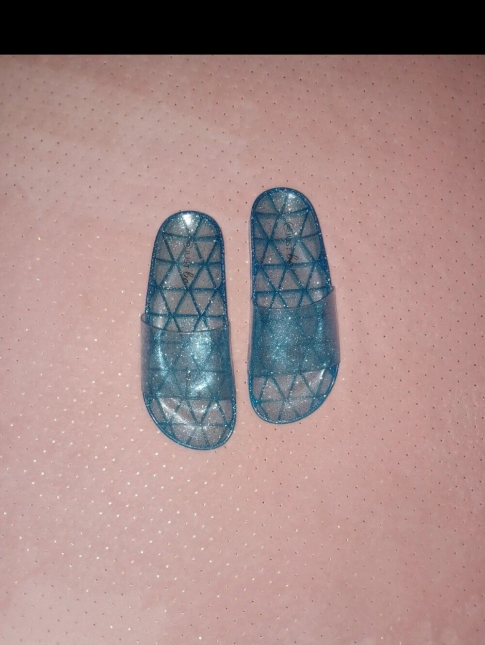 just be Blue Glitter Jelly Slide Sandals for Women